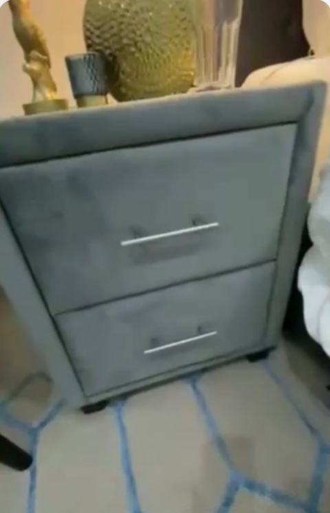Grey nightstands. Upholstered