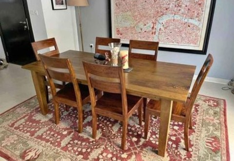 Crate and barrel dining set with 6 chairs