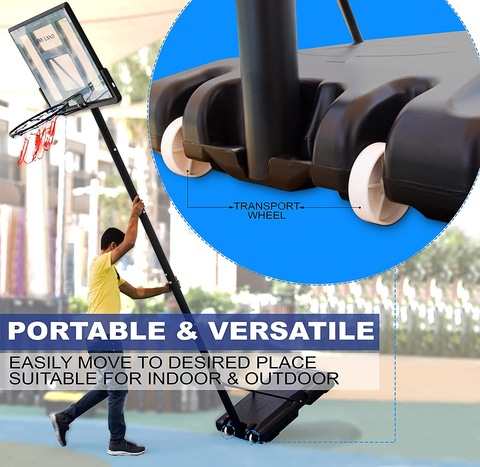 Basketball Hoop Goal on Wheels Adjustable Height 5 – 10 FT