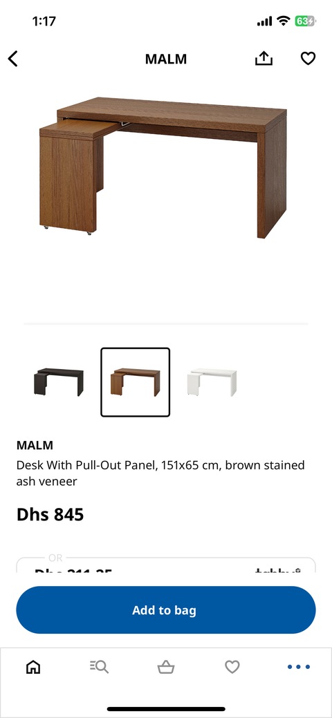 Ikea MALM Desk Table 151cmx65cm brown stained