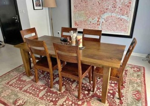 Crate and barrel dining set with 6 chairs