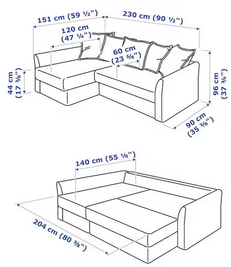 IKEA HOLMSUND Corner sofa-bed 3 – Seater