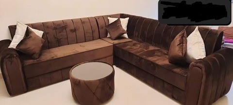 set sofa l shape dark brown color very comfy set sofa