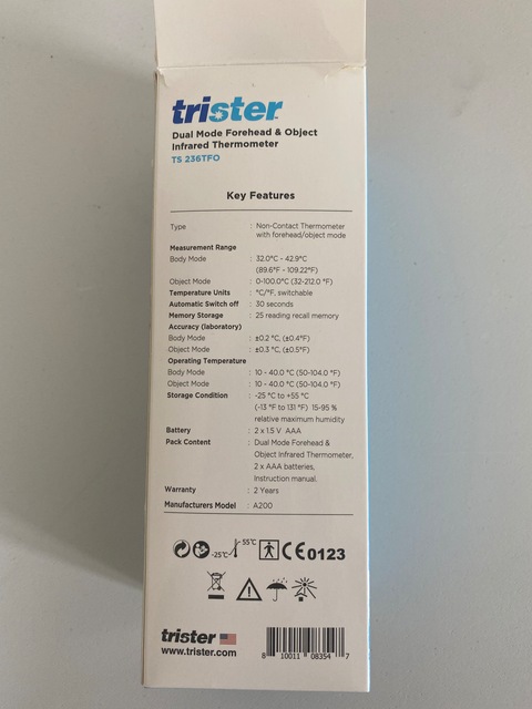 Trister Dual Mode Forehead  Object Infrared Thermometer