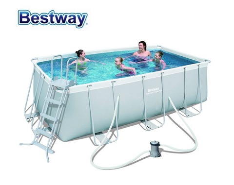 Bestway Power Steel Rectangular Frame Pool Set With Filter pump  162 x 79 x 48/4.12m x 2.01m x 1.22m
