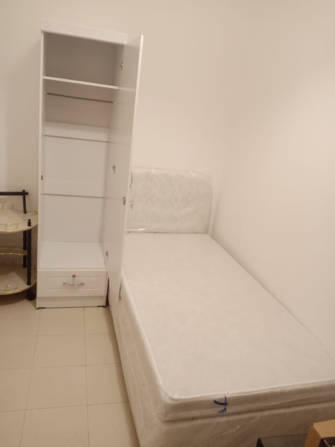 New American Single Base Bed with Mattress And Wardrobe