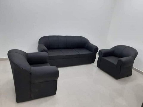 sofa set i have for sale 3=1=1 pvc leather black color