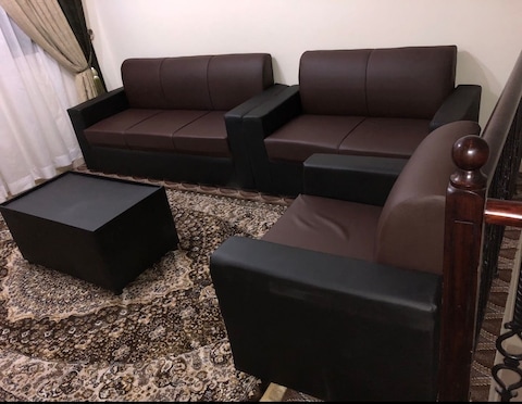 sofa set brown with black