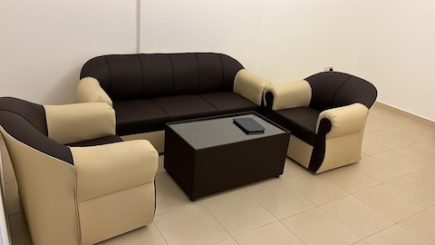 sofa set i have for sale 3=1=1 pvc leather brown cream