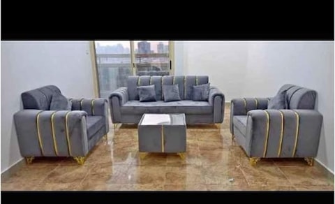 gray color velvet fabric very nice sofa set for sale