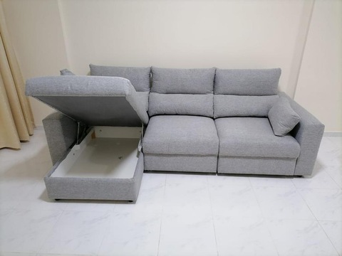 Ikea light grey eskilstuna sofabed with storage lshape