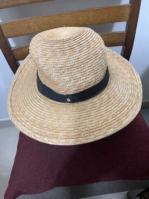 J. Crew wide brimmed straw hat, Chanel tortoiseshell sunglasses