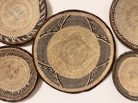 Boho Wall Decor Hand Woven Boho Basket Tray Set