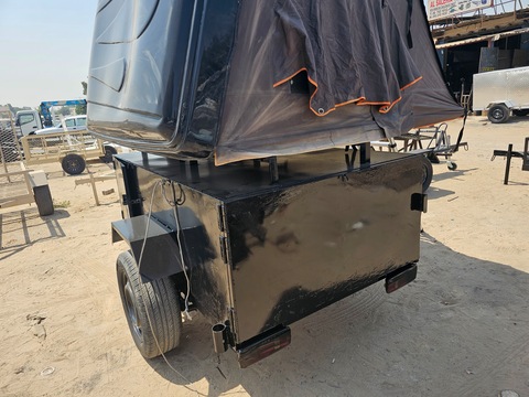 camping storage trailer with tent orbit