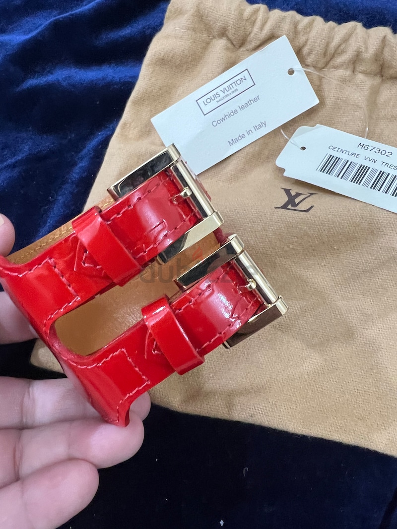 Louis Vuitton Red Charlton Arm Band Vernice Leather w/ Gold Hardware