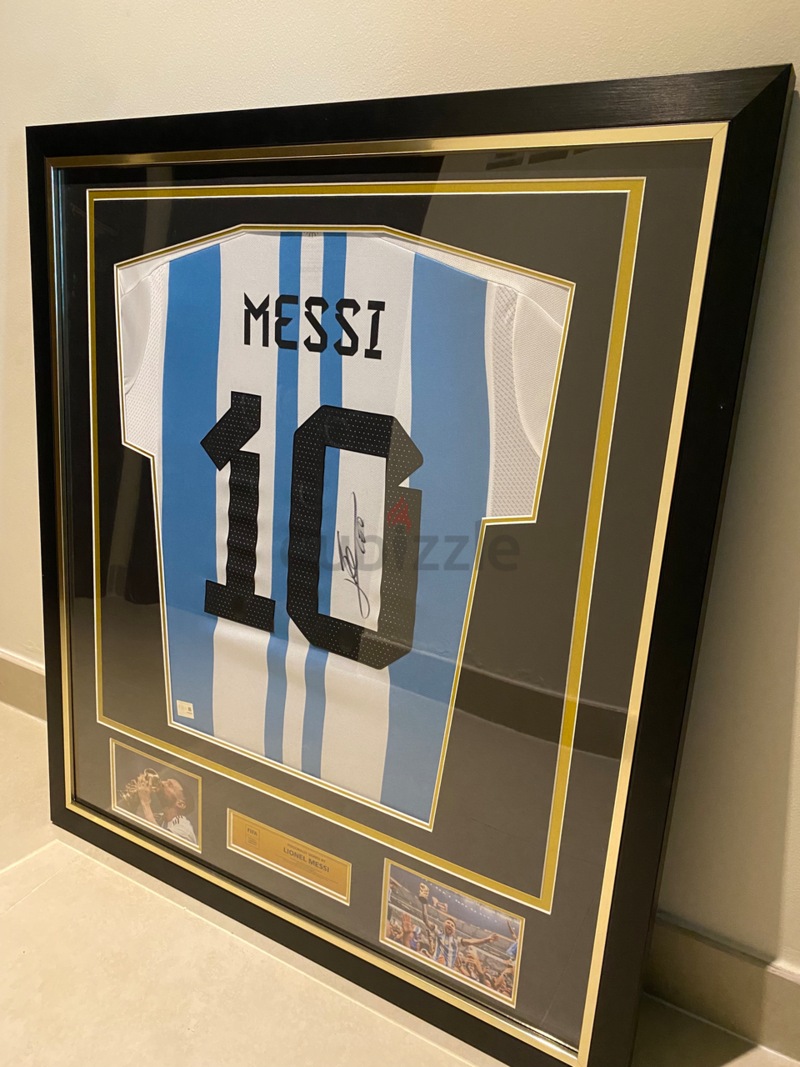 Lionel Messi's Argentina 2022/23 Signed And Framed Home Shirt