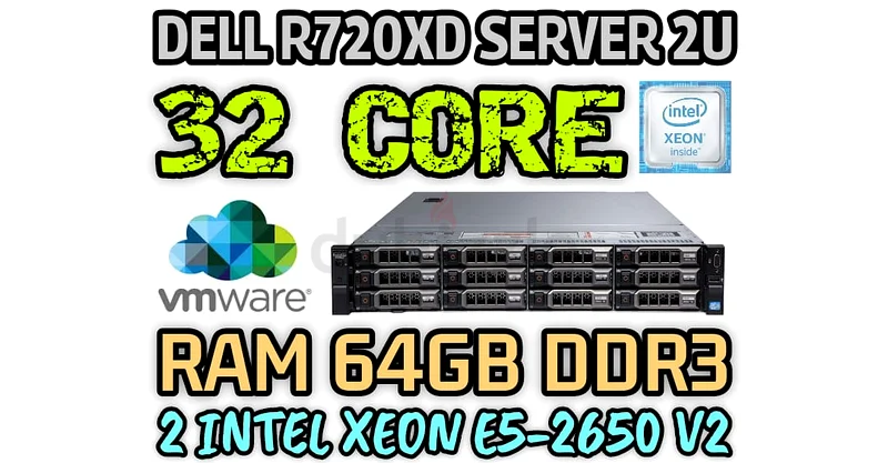 32 CORE DELL R720XD SERVER E5-2650 V2 DUAL INTEL XEON RAM 64GB DDR3 ECC HARD DRIVE 6TB SAS (12BAY)63255000595841110