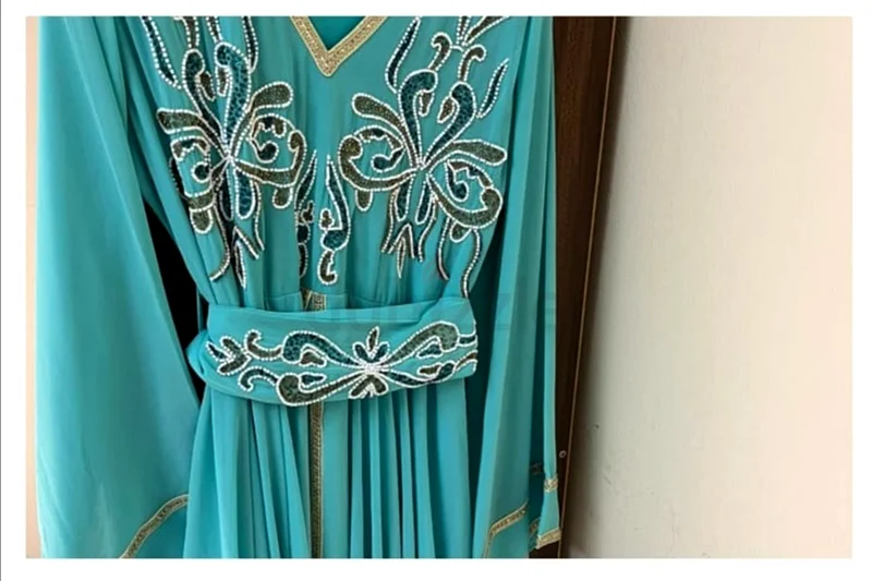 جلابية مغربية مع الحزام مطرزة يدوي قياس اكس لارج63241130396035111