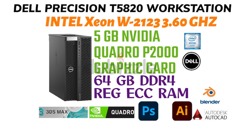 12 CORE DELL PRECISION T5820 WORKSTATION-INTEL Xeon W2133 3.60GHZ-5FB ...