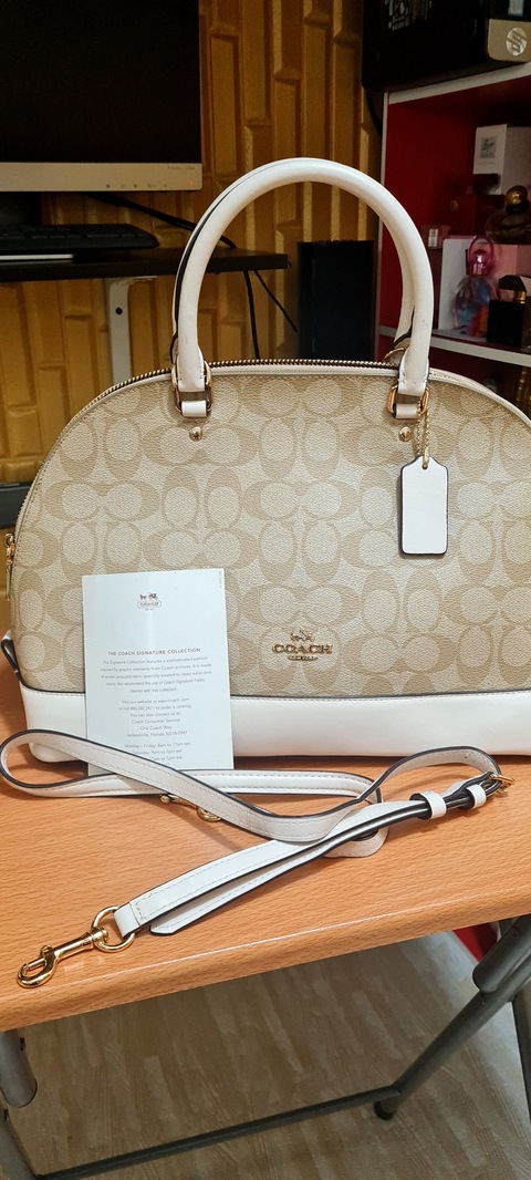 Coach F27583 Signature Mini Sierra Satchel Handbag Light Khaki