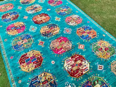 3x2m | New Handmade Turquoise Ersari Carpet Fine