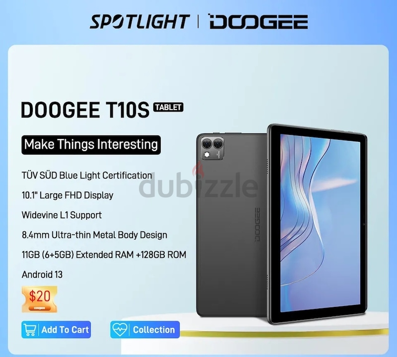 DOOGEE T10S TABLET PC 10.1 FHD Display 6600mAh Battery Android 13