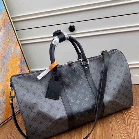 Louis Vuitton Keepall Bandouliere Monogram Eclipse Reverse 50 Gray