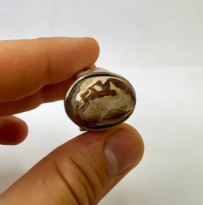 خاتم بحجر عقيق داوودي مصور قديم