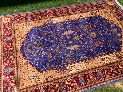 3x2m | Handmade Fine Zeer Khaki Carpet Periwinkle Blue