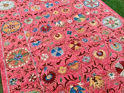 3x2m | New Handmade Pink Suzani Carpet Fine Quality