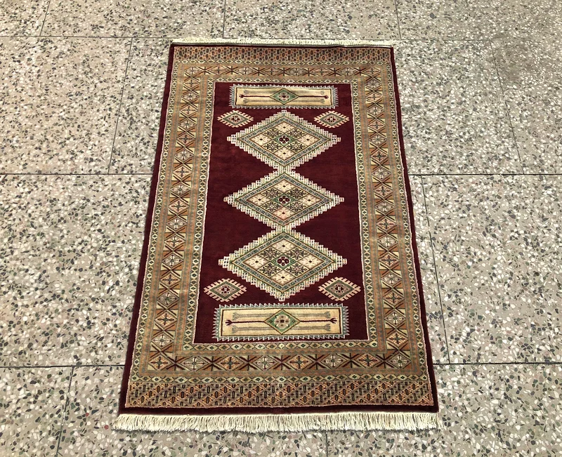 122 × 184 سم | سجادة كازاك يدوية الصنع جديدة ناعمة وفاخرة بلون كستنائي63185760931585111