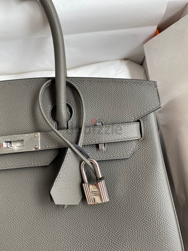 Hermes Birkin bag 30 Etain Epsom leather Silver hardware