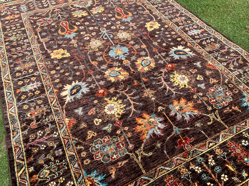 170 × 240 سم | سجادة سلطانية جديدة يدوية الصنع جميلة وفاخرة63183723241475114