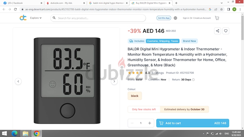 BALDR Digital Mini Hygrometer & Indoor Thermometer - Monitor Room