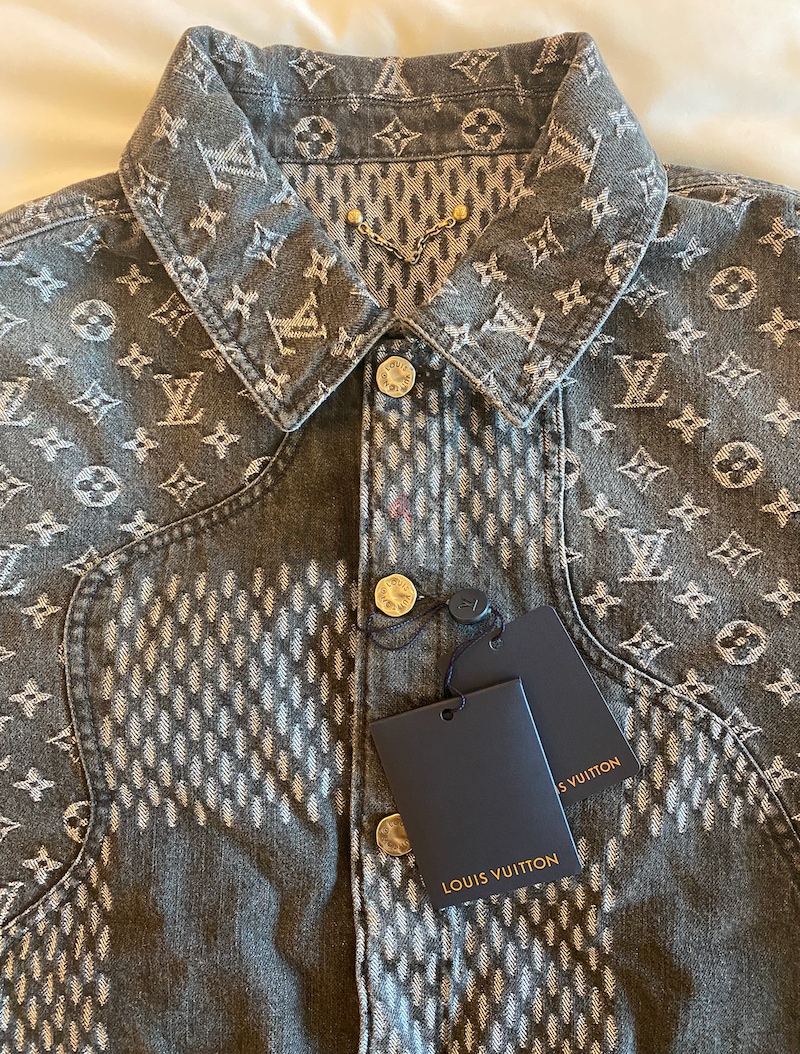 Louis Vuitton Men's Nigo Button Shirt Jacket Giant Damier Waves Monogram  Fleece