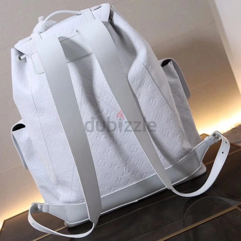 LOUIS VUITTON Taurillon Monogram Christopher GM Backpack White