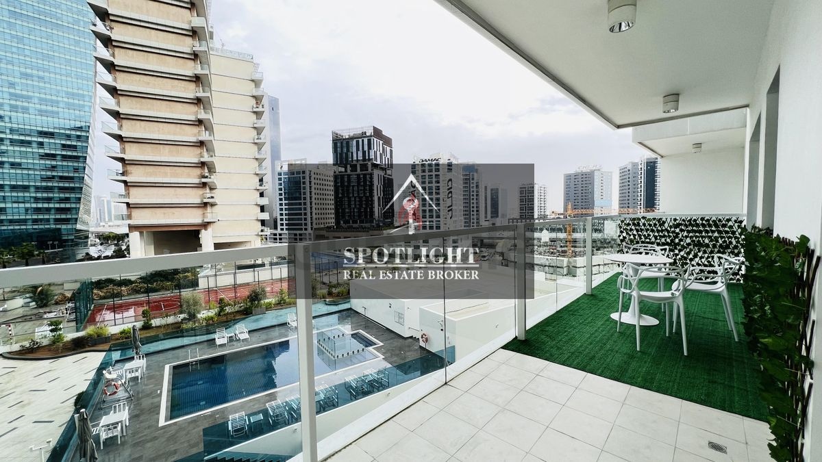 Luxurious Furnished 1-br | Huge Balcony | Pool View | Low Floor