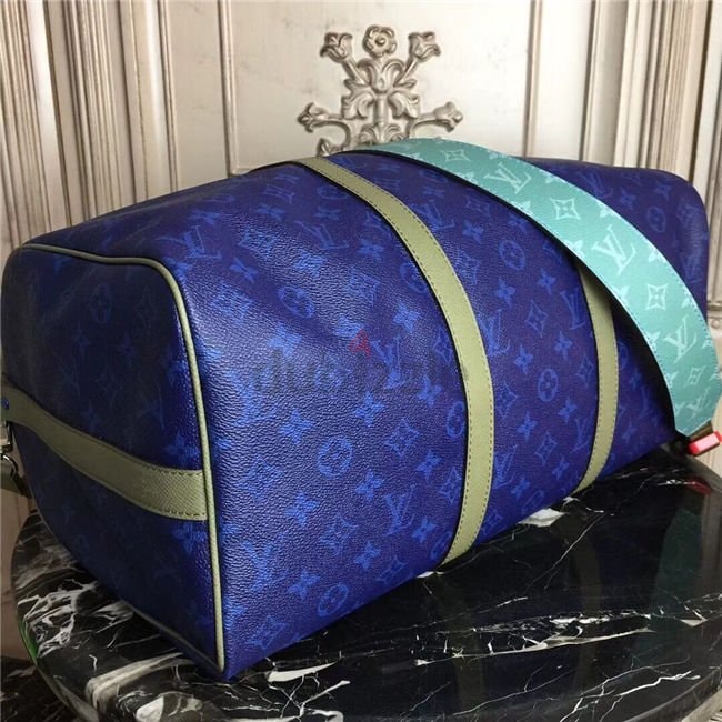 Replica Louis Vuitton Keepall Bandouliere 45 Pacific Blue Monogram M43855  for Sale