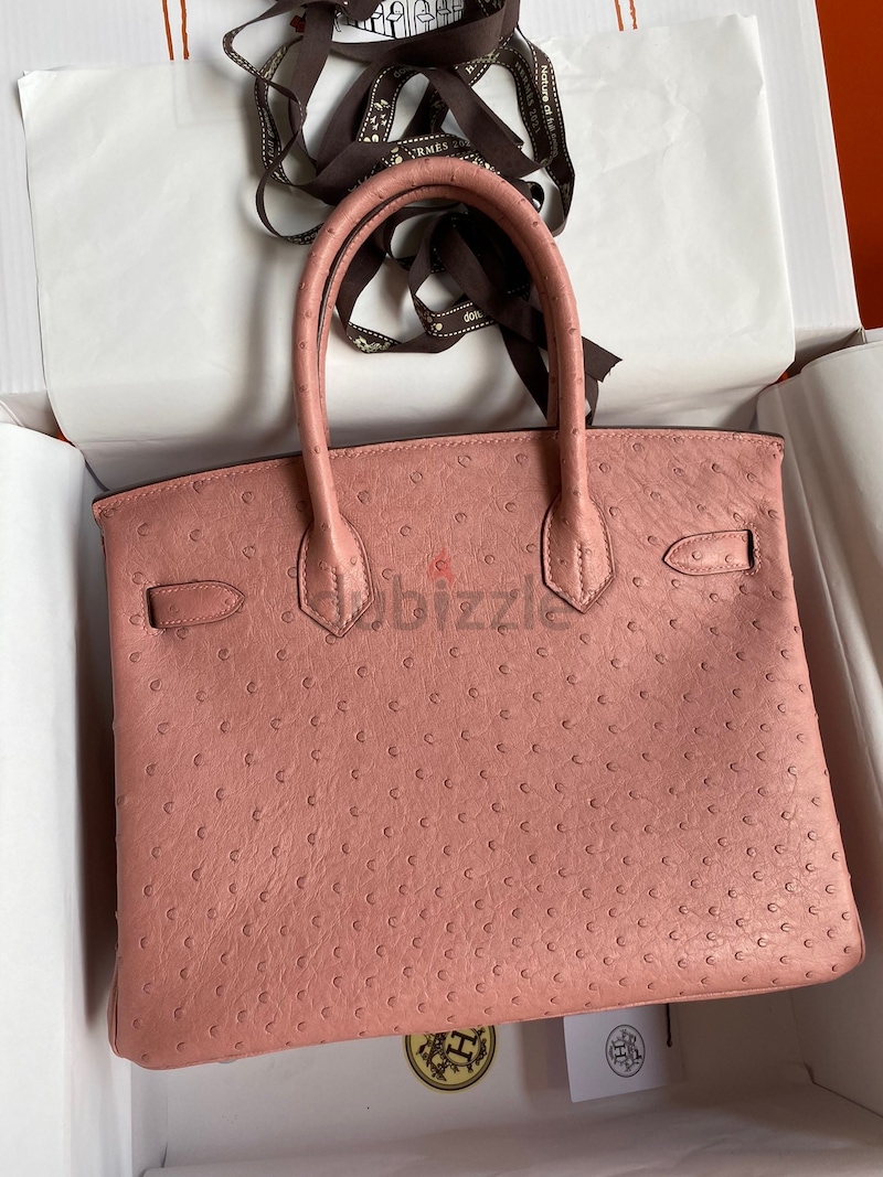 Hermes Pink Terre Cuite GHW Ostrich Birkin 30 Handbag