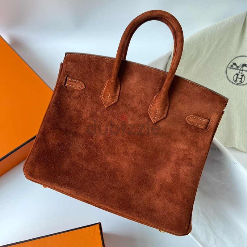 Hermes 35cm Chocolate Veau Doblis Suede Birkin Bag with Gold