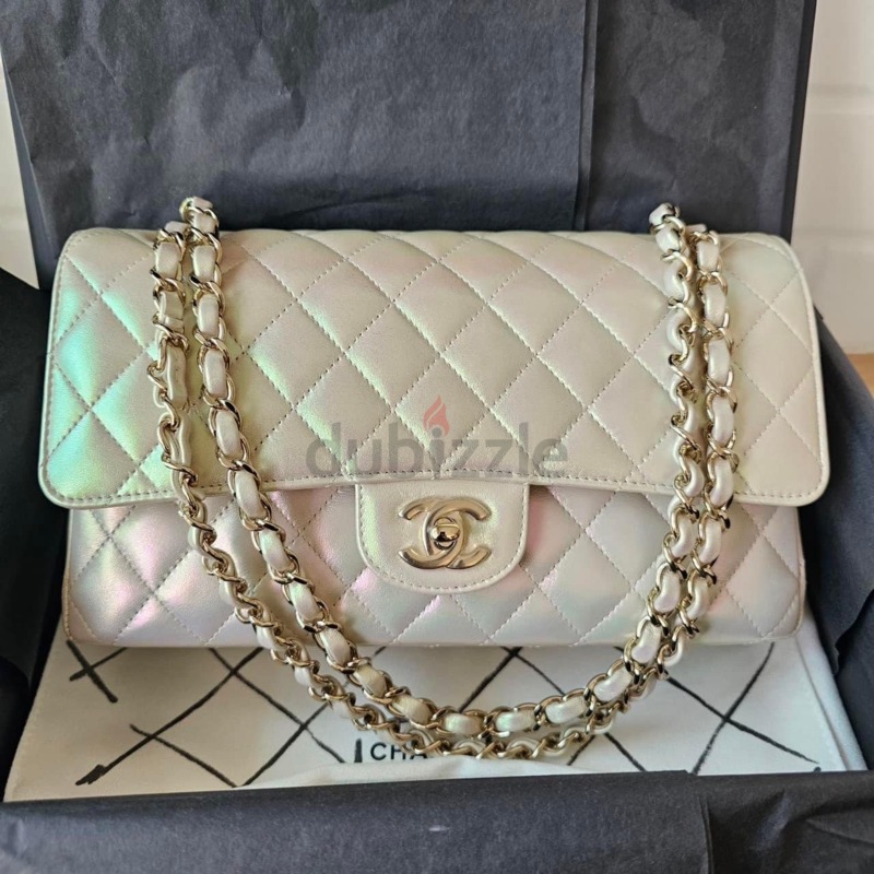 Chanel iridescent ivory  Chanel handbags classic, Chanel bag