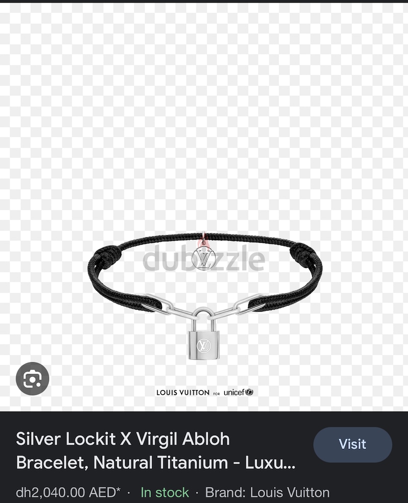 Louis Vuitton Silver Lockit X Virgil Abloh Cord Titanium Bracelet