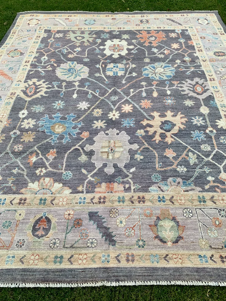 294 × 246 سم | سجادة أوشاك رمادية جميلة مصنوعة يدويًا جديدة63183722848513112
