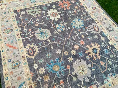 294 x 246 cm | New Handmade Beautiful Grey Oushak Carpet