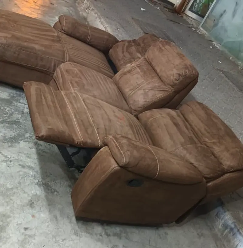 4 seater leather recliner L shape sofa