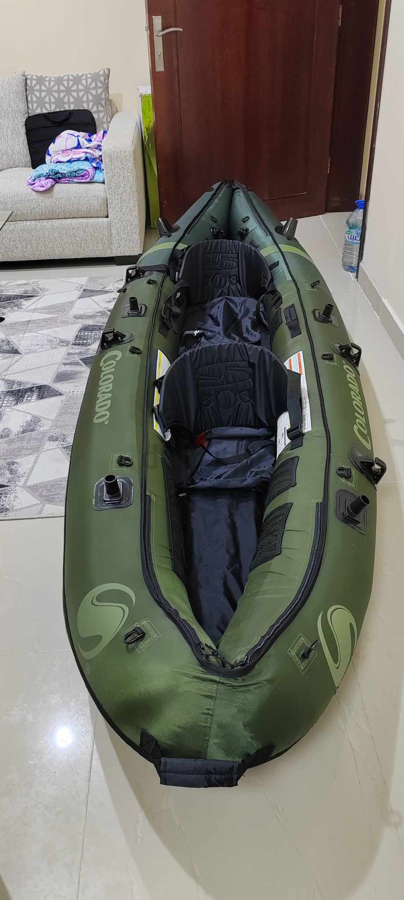 Inflatable fishing kayak with pedal