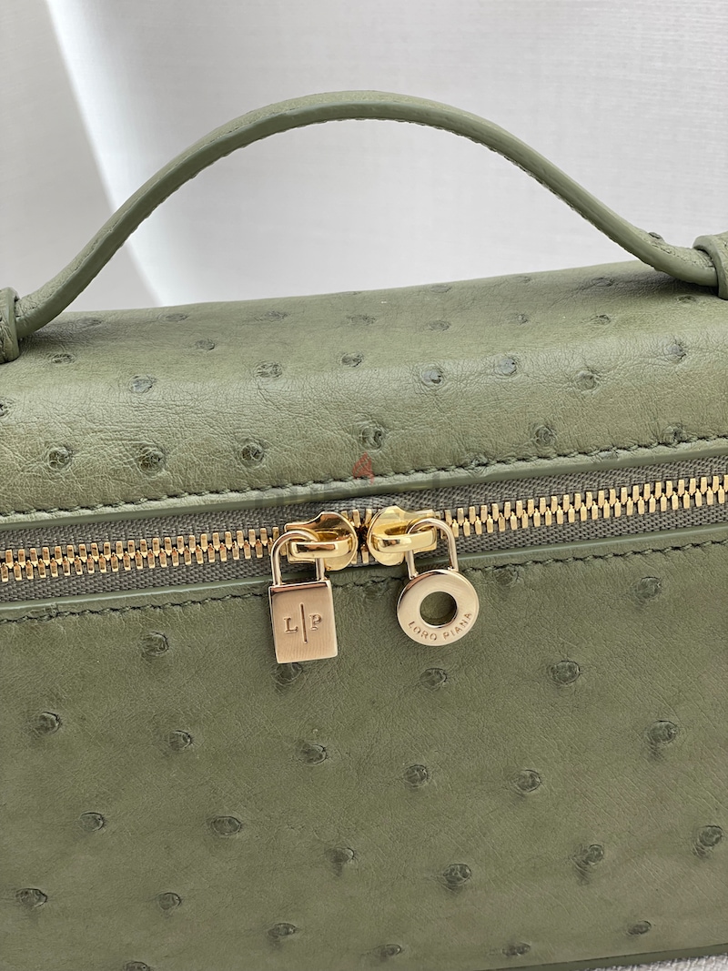 Loro Piana Ostrich L19 Pouch Bag in Green