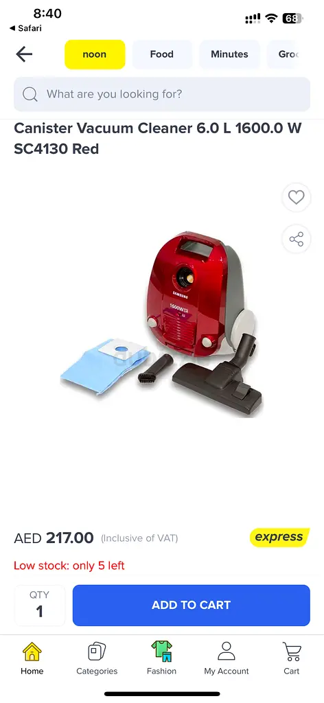 Samsung 1600 watt vacuum cleaner