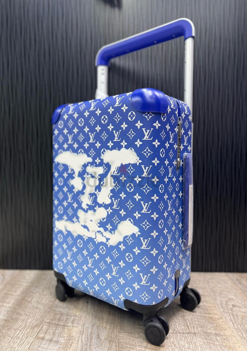 Lv Horizon 55 Monogram Blue Coated Canvas Suitcase