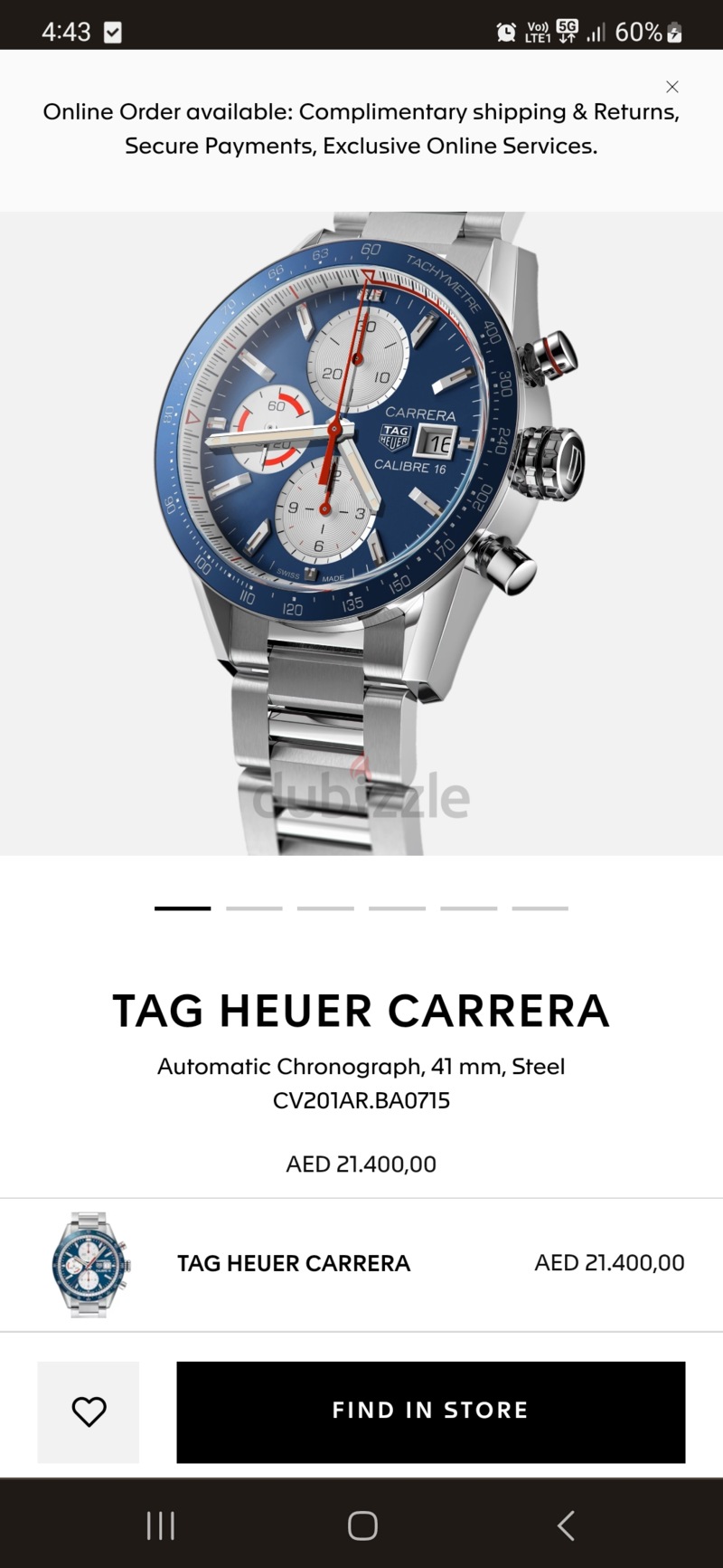 Tag Heuer Carrera Calibre 16 Chronograph Men's Watch - CV201AR.BA0715